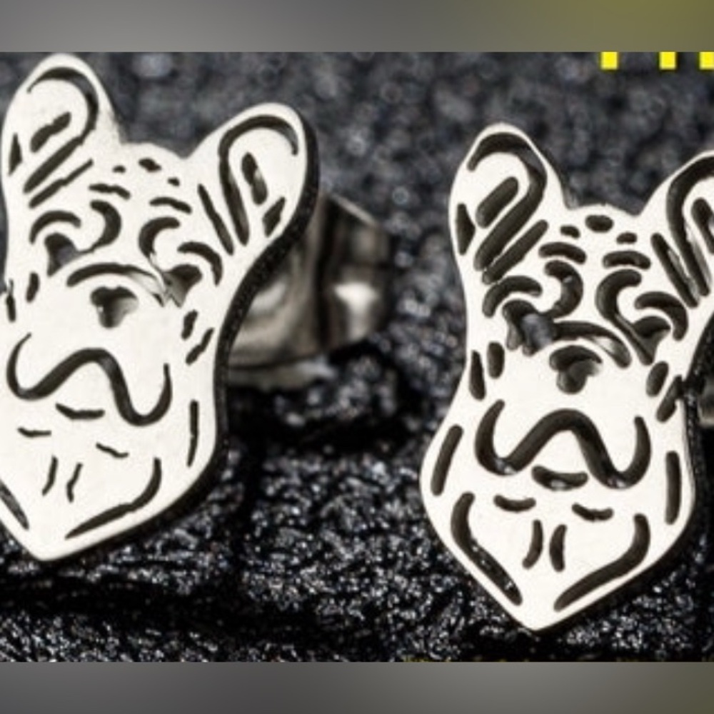 Sterling Silver French Bulldog Earrings